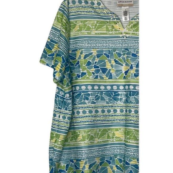 Alfred Dunner Woman  Top Sz 1X Lined Pullover Embellish Collar Blue Green Shirt - Picture 3 of 11